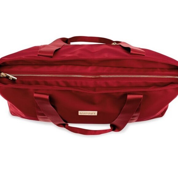 Badgley Mischka Nylon Travel Weekender Tote Bag In Red, NWT - Picture 2 of 3